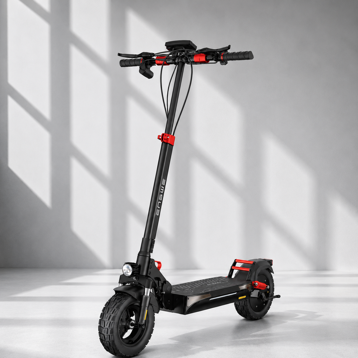 ENGWE Y600 Upgrade el-løbehjul med 48V 18Ah batteri, op til 70 km rækkevidde, 10-tommer dæk, mekaniske skivebremser og foldbart design.