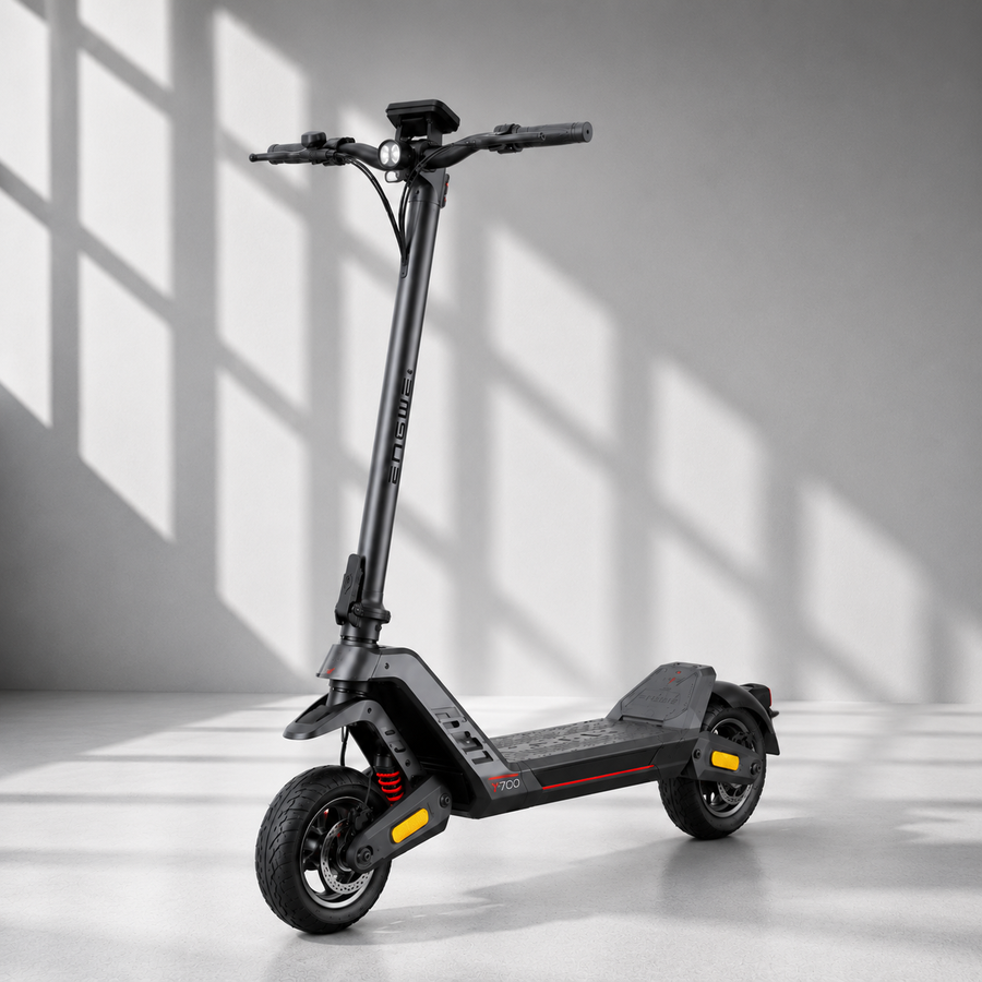 ENGWE Y700 ABE el-løbehjul med 500W motor, op til 85 km rækkevidde, dobbelt affjedring, 10-tommer dæk og lovlig tophastighed på 20 km/t.