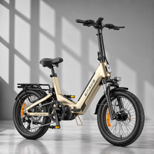 ENGWE L20 3.0 Boost elcykel i champagne med full suspension og 20 tommer dæk