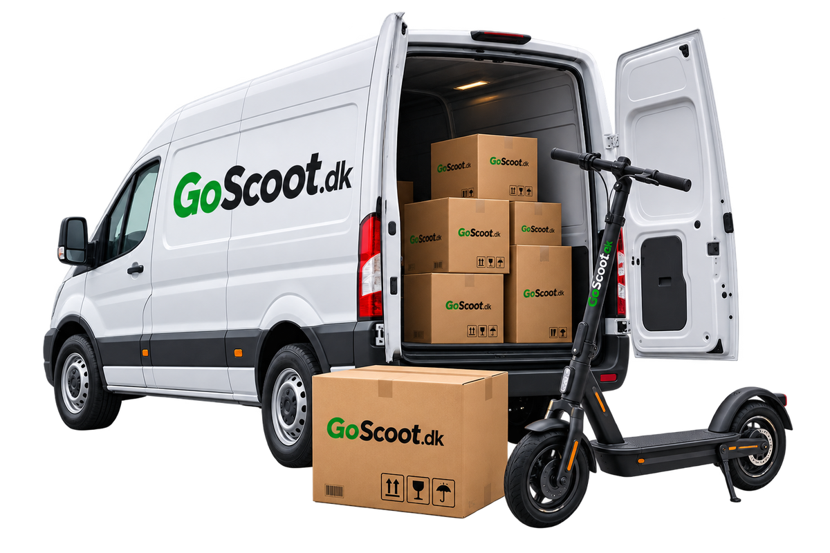 GoScoot levering med el-løbehjul, pakker og varevogn – hurtig levering og tracking