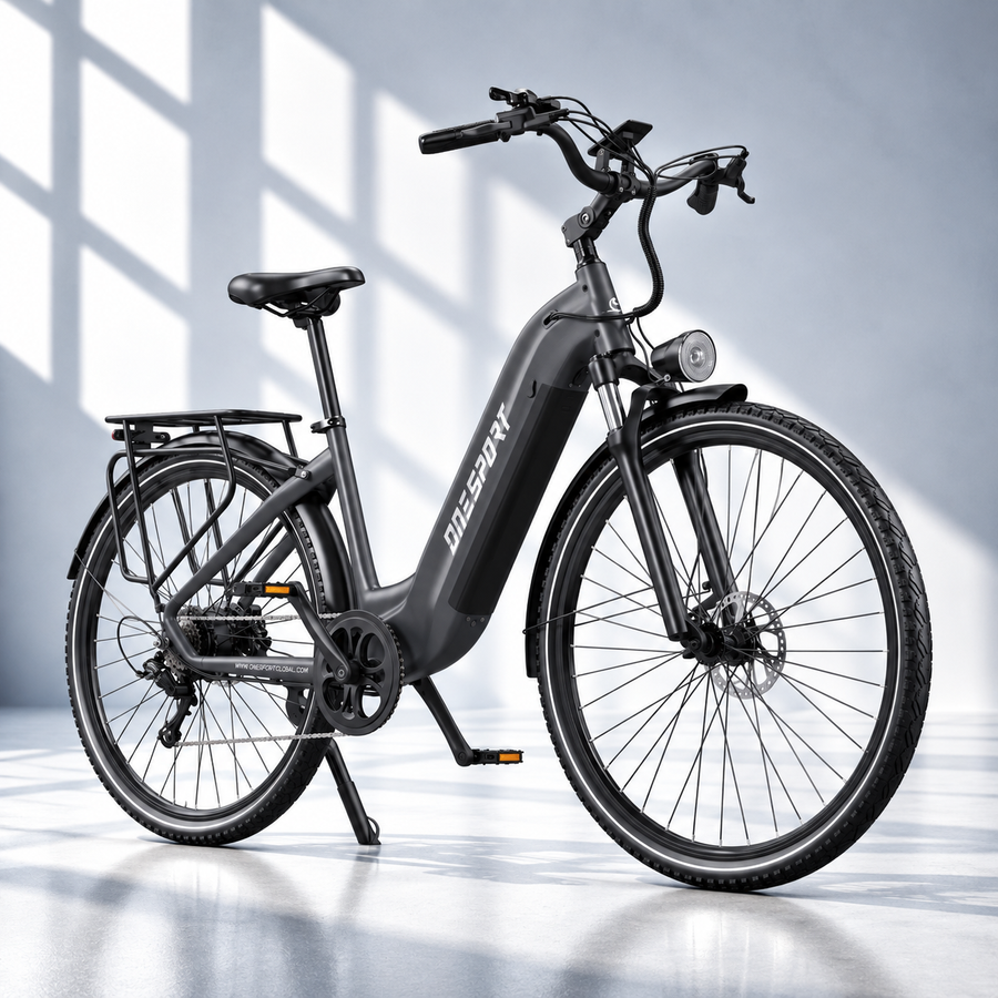OneSport OT05 Pro grå elcykel med 250W motor, momentsensor og op til 140 km rækkevidde