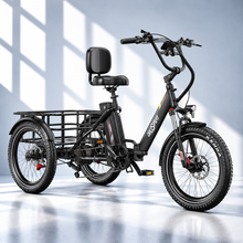 OneSport OT30 Pro sort elektrisk trehjulet cykel med 250W motor, 60 Nm og op til 90 km rækkevidde